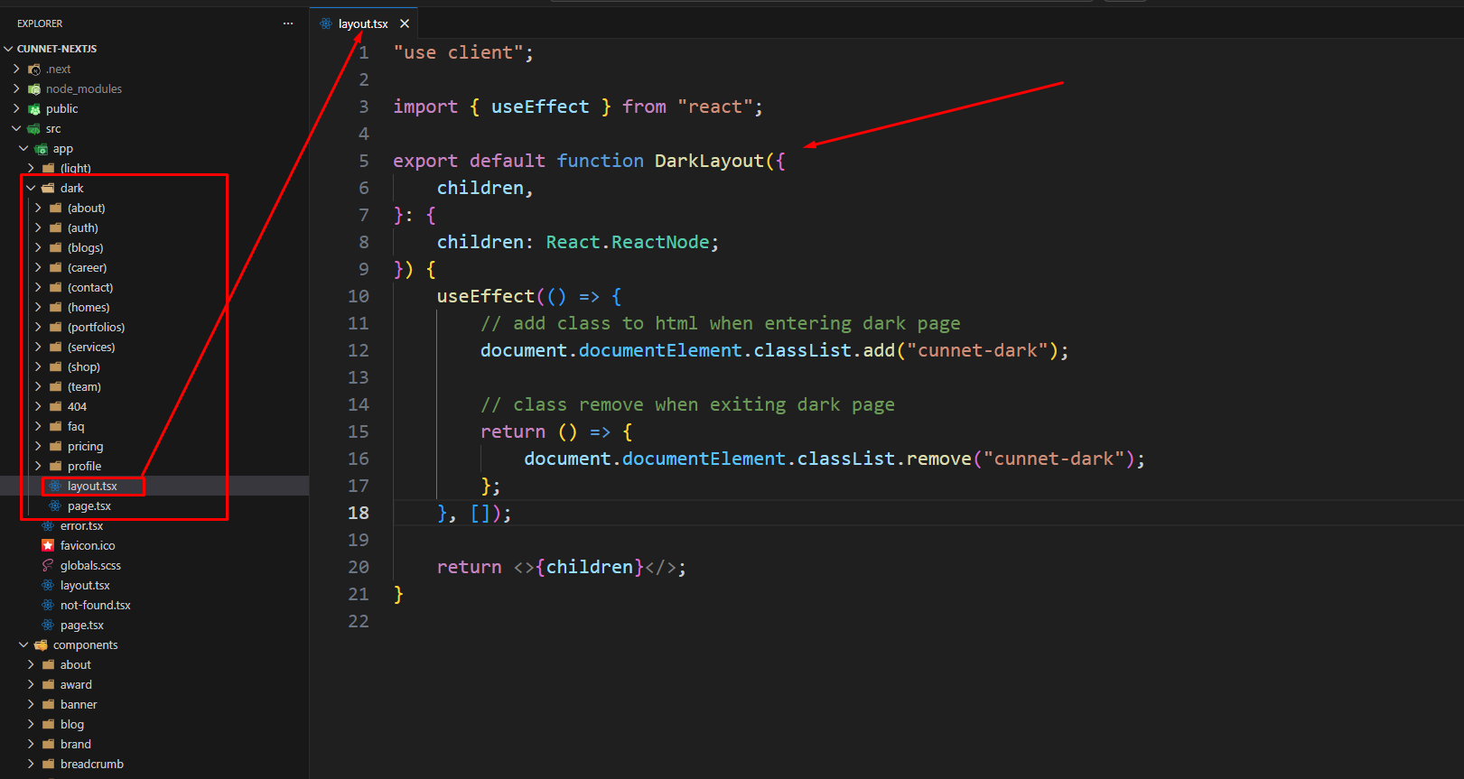 Dark Layout Structure