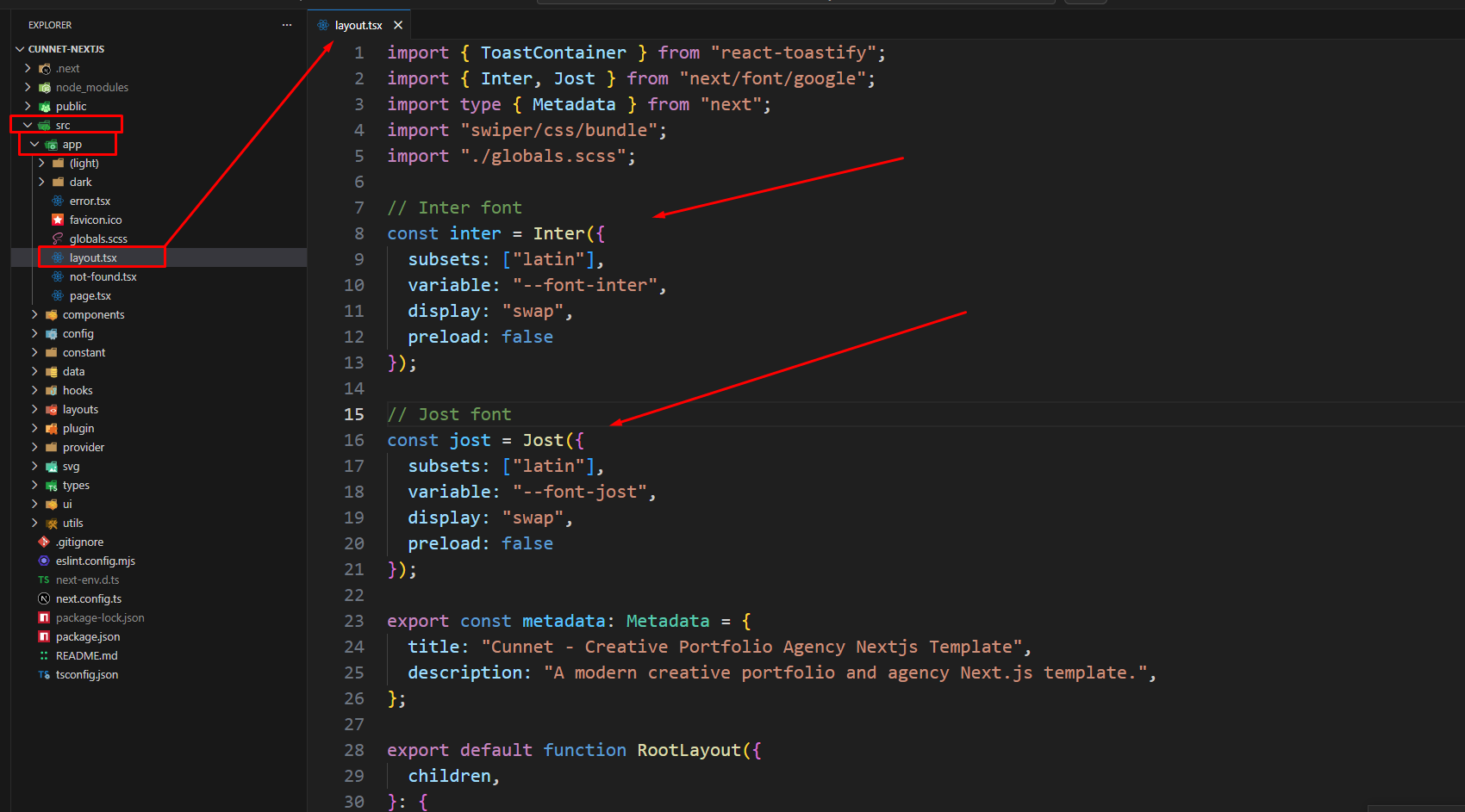 Google Font configuration